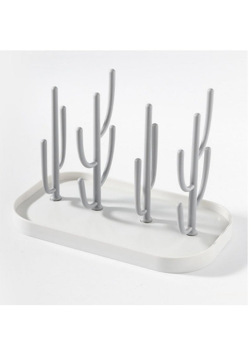 بون حامل تجفيف زجاجات التغذية والإرضاع الأطفال- رف تجفيف وتنظيم زجاجات الرضاعة بتصميم قابل للفصل-أبيض - Image 5